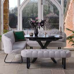 Saturn Dark Grey Motion Table with RHF Frampton Corner Bench & Low Bench - White - thumbnail 1
