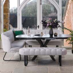 Saturn Dark Grey Motion Table with RHF Frampton Corner Bench & Low Bench - White - thumbnail 2