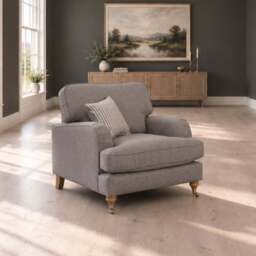 Eastbourne Armchair in Grey with Grey Stripe Cushion - thumbnail 1