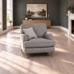 Eastbourne Armchair in Grey with Grey Stripe Cushion - thumbnail 2