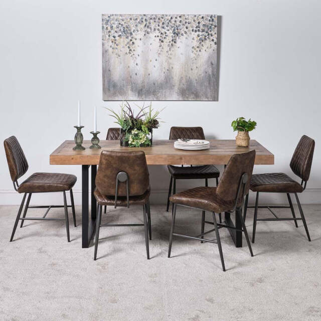 Adelaide 180cm Dining Table & 6 Digby Dining Chairs - Brown - image 1