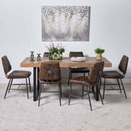 Adelaide 180cm Dining Table & 6 Digby Dining Chairs - Brown