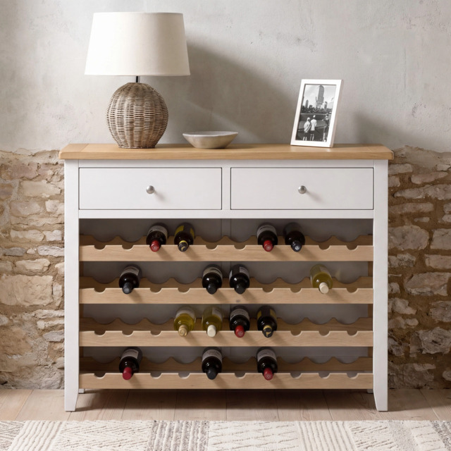 Tetbury Wine Console Table With Shelf in Painted / Oak - image 1