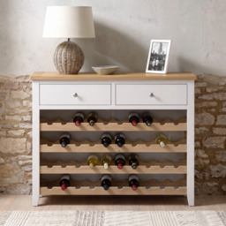 Tetbury Wine Console Table With Shelf in Painted / Oak - thumbnail 1
