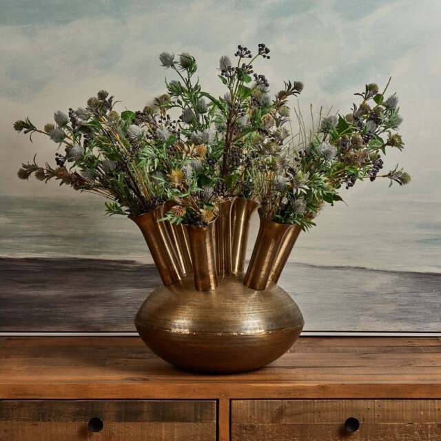 Aluminium Dome Vase in Antique Brass Finish - Medium - image 1