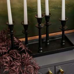 Candle Holder Tray with Five Candle Holders in Black - thumbnail 2