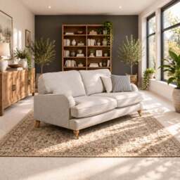 Eastbourne 3 Seater Sofa in Natural with Navy Stripe Cushions - thumbnail 1
