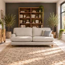 Eastbourne 3 Seater Sofa in Natural with Navy Stripe Cushions - thumbnail 2