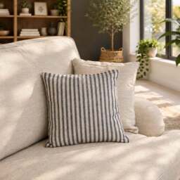 Eastbourne 3 Seater Sofa in Natural with Navy Stripe Cushions - thumbnail 6