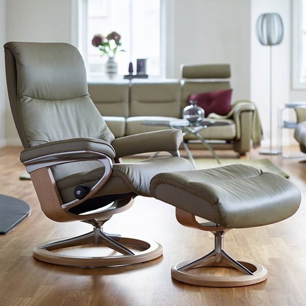 Stressless View Recliner With Signature Base & Footstool - image 1