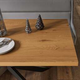 Jupiter Dining Set - Smoked Oak - With RHF Corner Bench & Low Bench in Light Grey - thumbnail 5