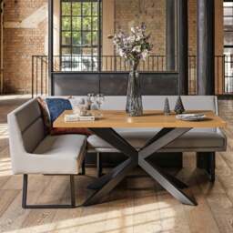 Jupiter Dining Set - Smoked Oak - With RHF Corner Bench & Low Bench in Light Grey - thumbnail 3