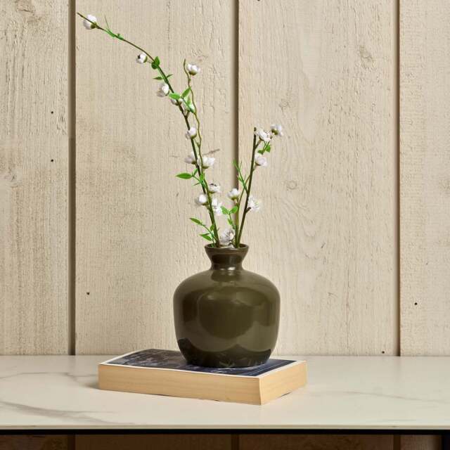 Round Glass Vase in Green Gold - Small - image 1