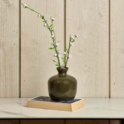Round Glass Vase in Green Gold - Small - thumbnail 1