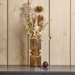 Cut Glass Vase with Diamonds and Lines Design in Luster Brown - Medium - thumbnail 1