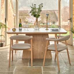 Sutton 160cm Dining Table - Ash with 4x Albi Chairs in Beige with Oiled Oak Legs - thumbnail 2