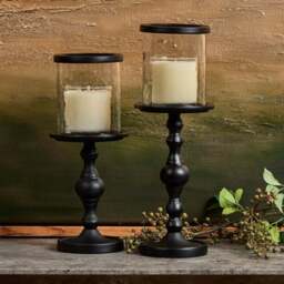 Candle Stand with Glass in Black - Large - thumbnail 2