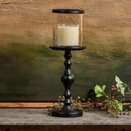 Candle Stand with Glass in Black - Large - thumbnail 1