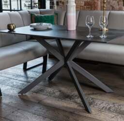 Saturn 135cm Dining Table Dark Grey & Sonoma Corner Bench in Putty - thumbnail 3