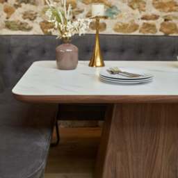 Sutton 160cm Dining Table - Walnut with Frampton Corner Bench LHF & 2x Frampton Chairs in Anthracite - thumbnail 2