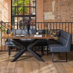 Jupiter Dining Set - Dark Oak - With LHF Corner Bench in Blue - thumbnail 1