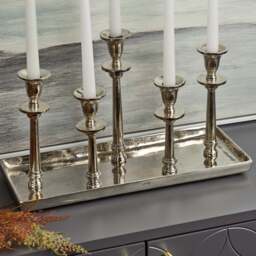 Candle Holder Tray with Five Candle Holders in Nickel - thumbnail 2