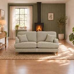 Eastbourne 2 Seater Sofa in Olive Stripe with Olive Stripe Cushions - thumbnail 2