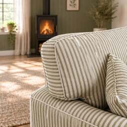Eastbourne 2 Seater Sofa in Olive Stripe with Olive Stripe Cushions - thumbnail 4