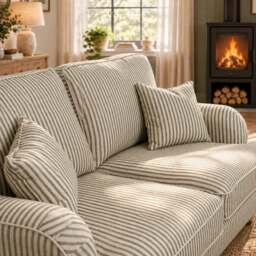 Eastbourne 2 Seater Sofa in Olive Stripe with Olive Stripe Cushions - thumbnail 6