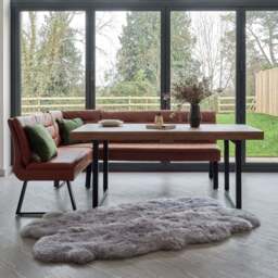 Adelaide 180-240cm Extending Dining Table with Industrial Corner Bench in Tan - thumbnail 2