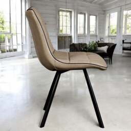 Jack Mushroom Brown Dining Chair with Slate Grey Piping (Set of 2) - thumbnail 2
