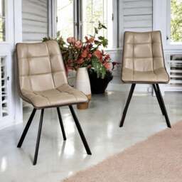 Jack Mushroom Brown Dining Chair with Slate Grey Piping (Set of 2) - thumbnail 1