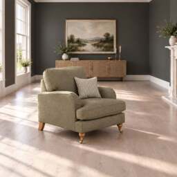 Eastbourne Armchair in Olive with Olive Stripe Cushion - thumbnail 1