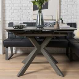 Saturn 130-190cm Motion Table Dark Grey & Rubix Corner Bench in Black - thumbnail 2