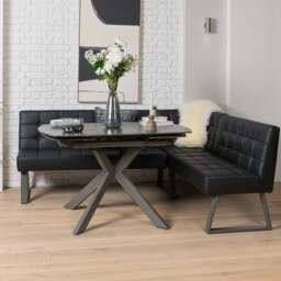 Saturn 130-190cm Motion Table Dark Grey & Rubix Corner Bench in Black - thumbnail 3
