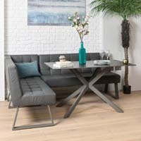 Saturn 135cm Dining Table Dark Grey & Rubix Corner Bench in Grey - thumbnail 1