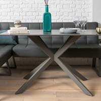 Saturn 135cm Dining Table Dark Grey & Rubix Corner Bench in Grey - thumbnail 2