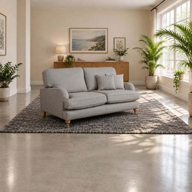 Eastbourne 2 Seater Sofa in Grey with Grey Stripe Cushions - image 1