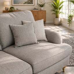 Eastbourne 2 Seater Sofa in Grey with Grey Stripe Cushions - thumbnail 4
