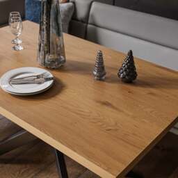Jupiter Dining Set - Smoked Oak - With LHF Corner Bench & Low Bench in Light Grey - thumbnail 4