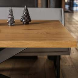 Jupiter Dining Set - Smoked Oak - With LHF Corner Bench & Low Bench in Light Grey - thumbnail 6