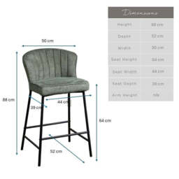 Tristan Petrol Fabric Bar Stool (Set of 2) - thumbnail 6