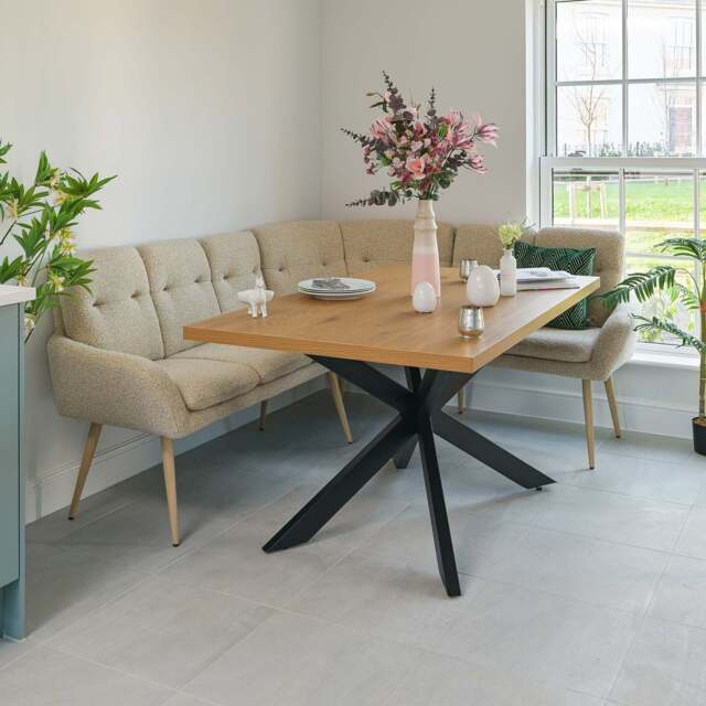 Jupiter 150cm Dining Table - Smoked Oak - With Sloane Corner Bench - image 1
