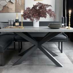 Jupiter 180cm - Faux Concrete - Dining Table & LHF Corner Bench in Black - thumbnail 3