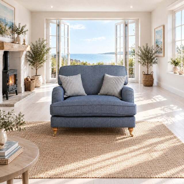Eastbourne Snuggler in Navy with Navy Stripe Cushions - image 1