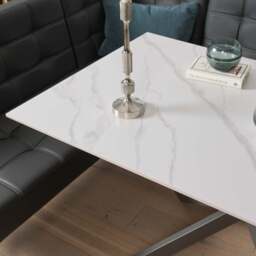 Saturn 135cm Dining Table White & Rubix Corner Bench in Grey - thumbnail 3