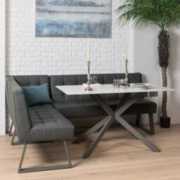 Saturn 135cm Dining Table White & Rubix Corner Bench in Grey - thumbnail 2