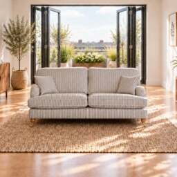 Eastbourne 3 Seater Sofa in Grey Stripe with Grey Stripe Cushions - thumbnail 2