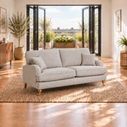 Eastbourne 3 Seater Sofa in Grey Stripe with Grey Stripe Cushions - thumbnail 1