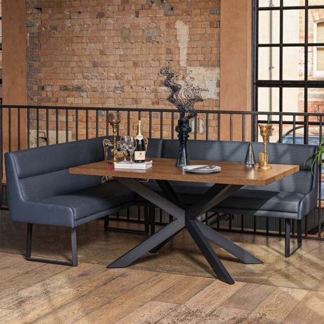 Jupiter Dining Set - Dark Oak - With RHF Corner Bench in Blue - image 1